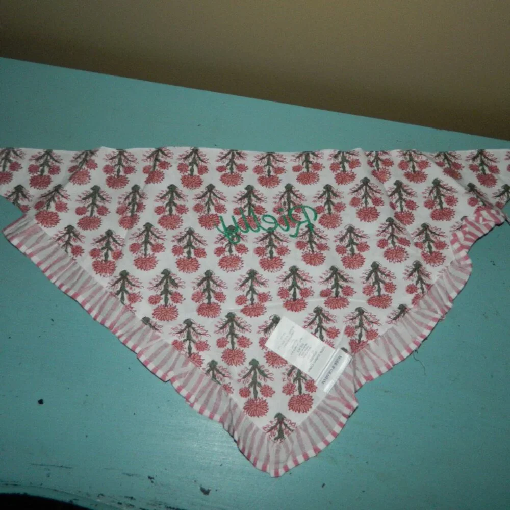 Mark & Graham Ruffle Dog Bandana Pink Block 